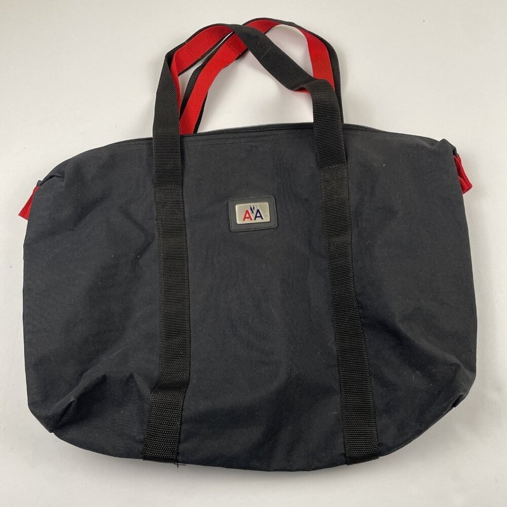 Vintage American Airlines Tote Bag Carry On Overnight Black Red Double Handle